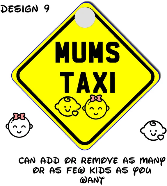Cartel de coche colgante personalizado MUMS TAXI bebé/adolescente/broma/novedad/regalo