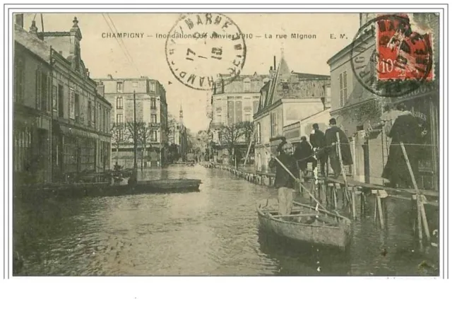 94.Champigny.inondations De Janvier 1910.La Rue Mignon.voir Etat