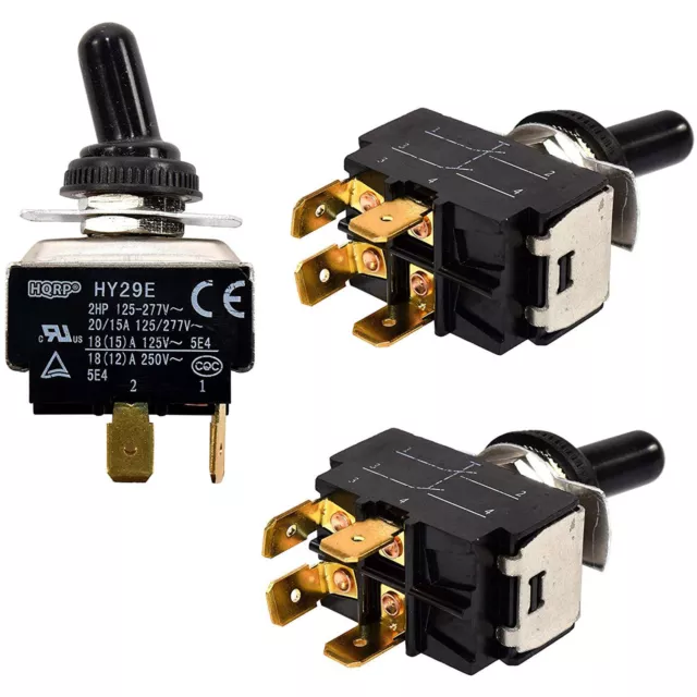 3-Pack HQRP 4-Pin Toogle Switch for HY29E ON-OFF Steampunk Applications, Lamp