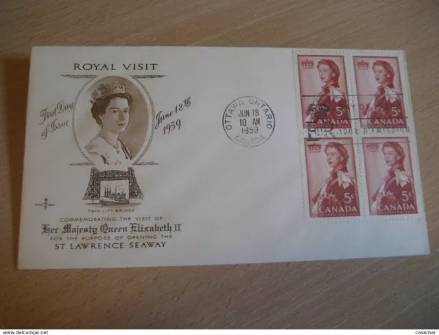 Ottawa 1959 Yvert 313 Royal Visit Royal Family Royalty QEII Prince Philip Block