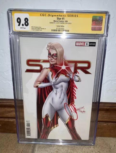 Star #1 CGC 9.8 SS Signed J. Scott Campbell Variant Marvel Comics Captain Marvel
