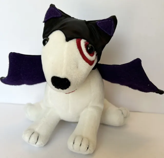RARE 2001 Target Bullseye Plush Stuffed Beanie Plush Dog Halloween BAT OUTFIT