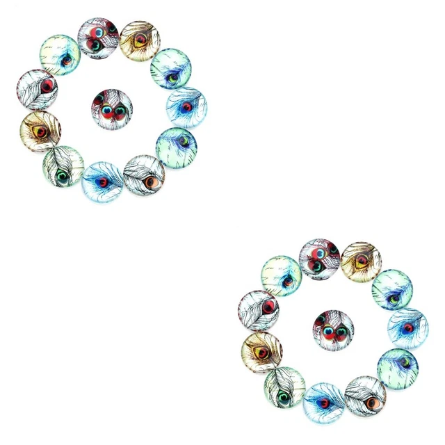 2x Mosaik Cabonchon Handwerk Perlen Charme Glas Patch DIY Halskette Charms