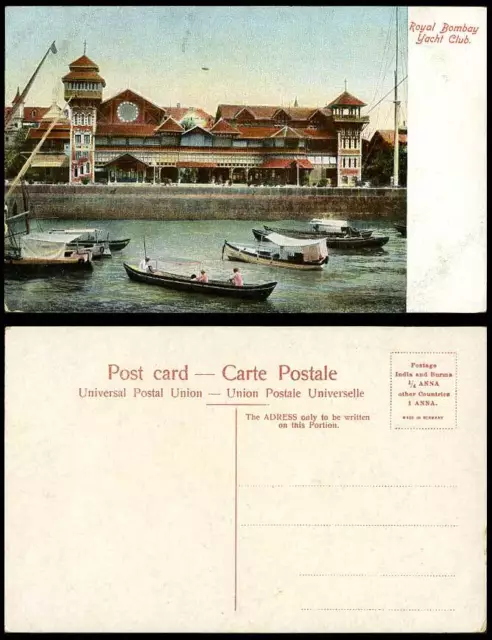 India Old Colour Postcard Royal Bombay Yacht Club Boats Boating (British Indian)