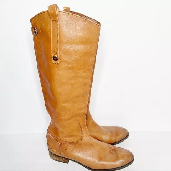 Sam Edelman Penny Tan Brown Leather Mid Calf Riding Boots Size 11 Women’s