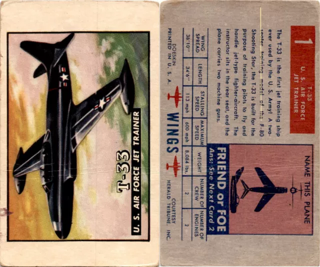 F381 Doeskin Tissues, Wings, 1955, #1 US Air Force T-33 Airplane