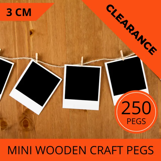 250 x MINI WOODEN CRAFT CLOTHES PEGS | Photograph Bunting Wedding Baby Shower