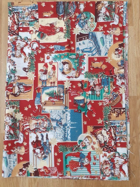 Coupon De Tissu Noël - Animaux Dans La Neige - Coton 49x54 Cm - Neuf