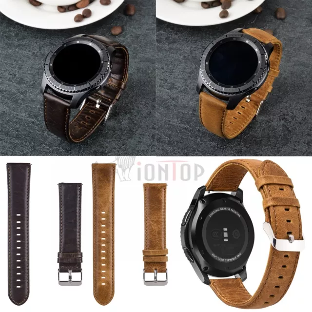 22 20 18mm Genuine Leather Watch Strap Band Replacement Belt Bracelet Men Womens 2