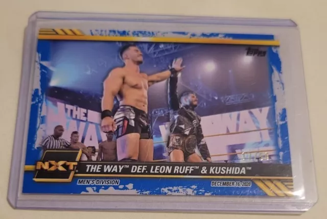 THE WAY DEF. LEON RUFF & KUSHIDA 2021 Topps WWE NXT #96 BLEU PARALLÈLE ...