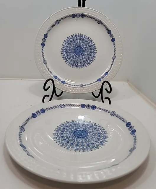 2 Vtg Pontesa Granada Ironstone Castillian Collection Dinner Plates Blue 10 1/4"