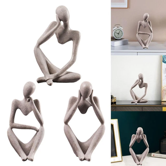 Penseur Sculpture Figurine Bibliothèque Statues Décor Moderne Ornement Creux