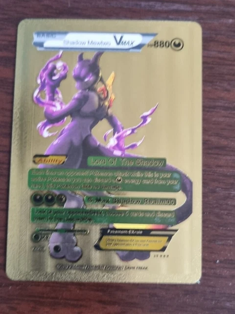 SHADOW MEWTWO VMAX Gold Card Custom Fan Made 99p Start No Reserve £0.99 ...