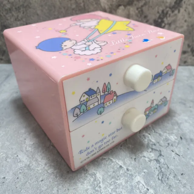 VINTAGE Sanrio Little Twin Stars Jewellery Box 1985 Pink Plastic Cute Japan