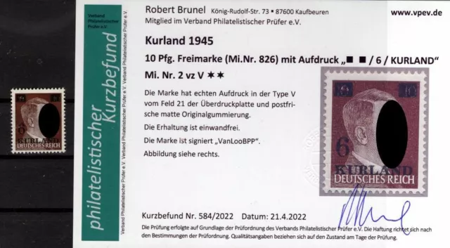 Kurland 2V vz tadellos ** MNH POSTFRISCH+gepr. Befund 130EUR (K7288