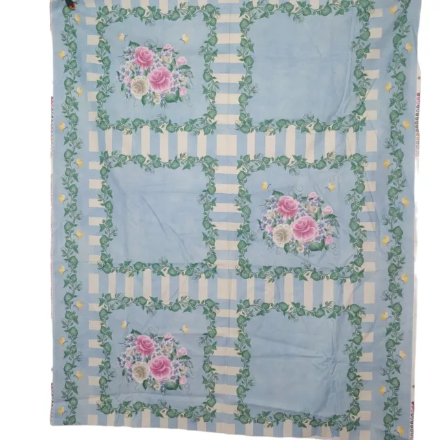 Paneles de almohada Daisy Kingdom 3 azul floral hiedra blanca a rayas tres almohadas coser LEER