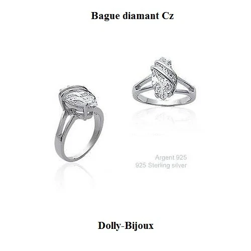 Bague Dolly-Bijoux En Argent 925 Rhodié Sertie Diamant Cz Ovale 15mm - Taille 62 - Neuf
