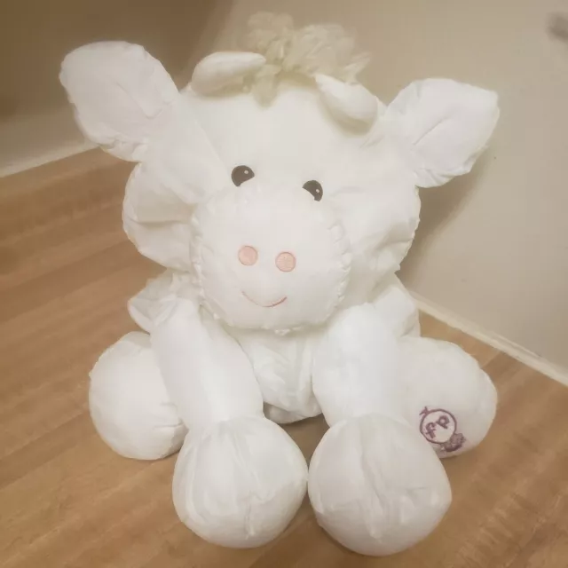 Fisher Price Puffalump White Cow 1986 Vintage Nylon Stuffed Animal Toy Plush