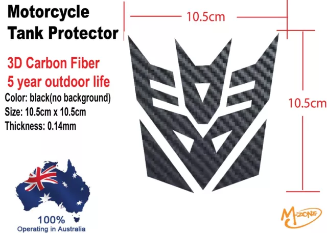 Tank Protector Sticker for Motorcycle Decepticons 3D Carbon Fiber Decal Gas Fuel