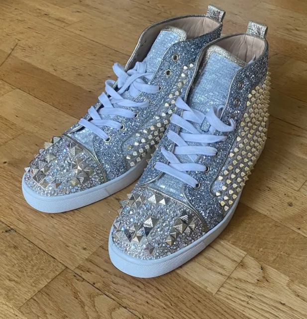 Silver deals louboutin trainers