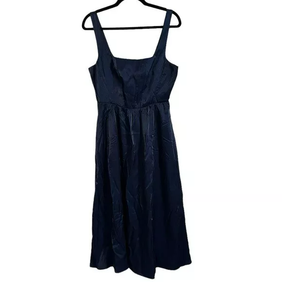 WAYF Corset Midi Dress Size Medium NWT Metallic Navy Blue Formal Cocktail