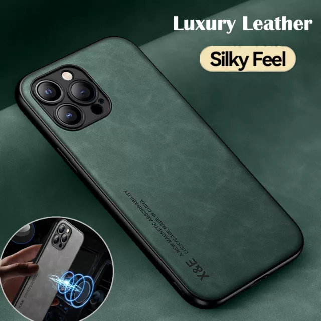 Case For iPhone 15 14 13 12 11 Pro Max XR 8 SE Slim Magnetic Leather Phone Cover
