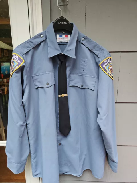 VINTAGE OBSOLETE Light Blue New York Police Department NYPD Shirt 17-34 ...