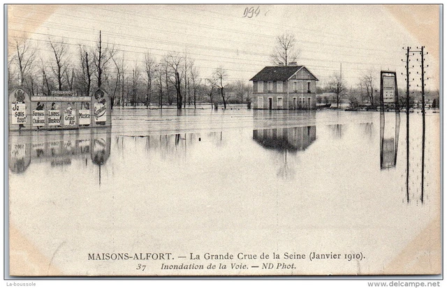 94 MAISONS ALFORT - la grande crue de 1910, inondation de la voie