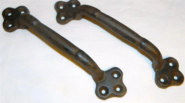 Pair~2 Pcs~9"  Iron Garden Gate Handles Barn Door Drawer Tool Box Pulls