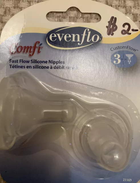 Evenflo-Comfi-3-6+m-Fast Flow silicone nipples-New-H+O+B3