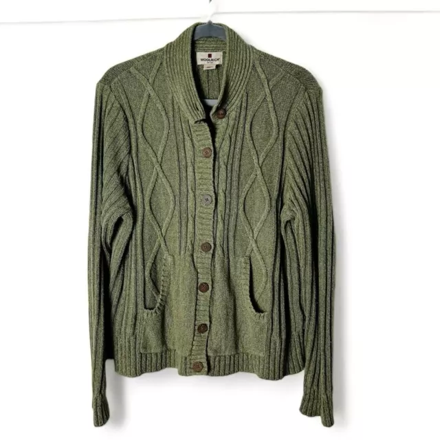 Woolrich - Women’s Green Cable Knit Cardigan - Sz. XL