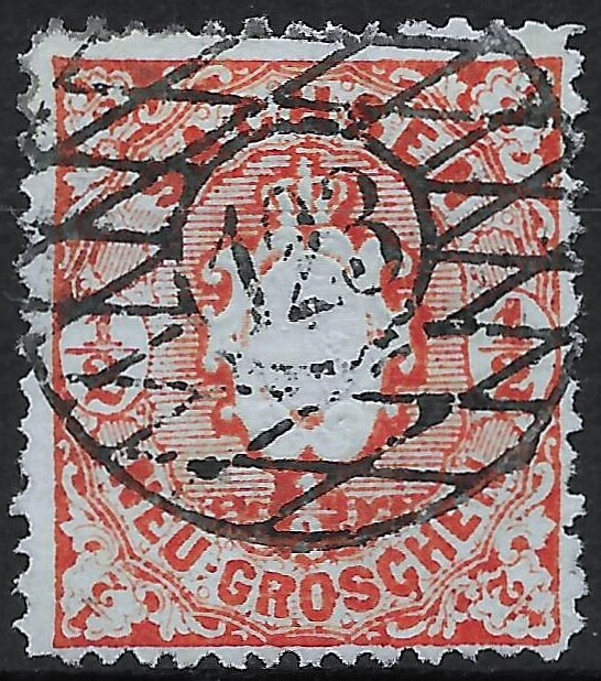SACHSEN 1863; MiNr. 15 ; 1/2 Ngr.; N123 (Lengefeld)