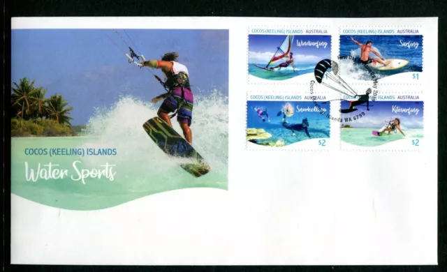 2019 Cocos Island Water Sports (Gummed Stamps) FDC - Cocos Island PMK