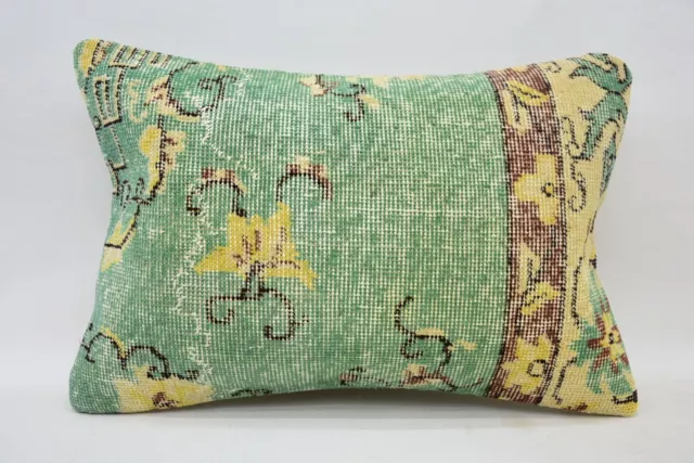 16"x24" Green Pillow Cover, Turkish Kilim Pillow, Kilim Pillow Cover