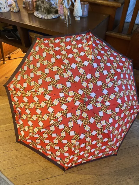 Vintage Umbrella Automatic Multi Geometric Stars NEW OLD STOCK