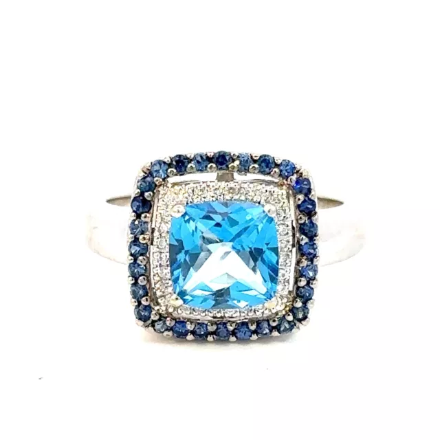 Le Vian 14K White Gold Ocean Blue Topaz Blueberry Sapphire and Nude Diamond Ring