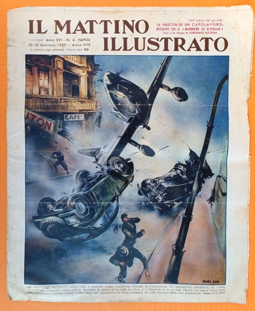 INCIDENTE AVIATORIO da IL MATTINO ILLUSTRATO  RIVISTA PRIMI 900-12174