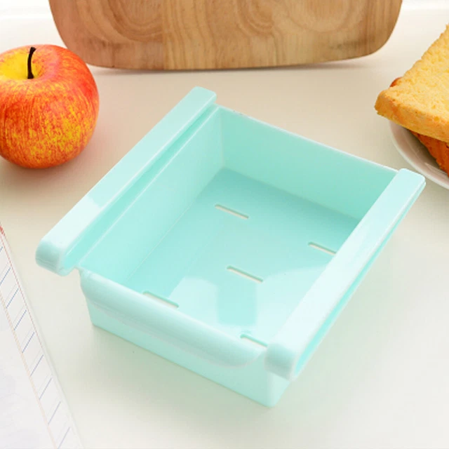 Slide Storage Racks SLIDE KITCHEN FRIDGE Freezer Space Saver Organizer Storage Rack (Blue ...
