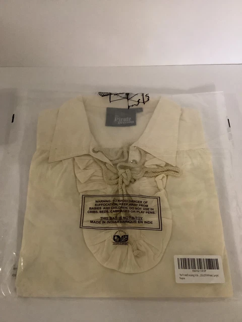 The Pirate Dressing Beige Ruffle Shirt Great for Halloween! Kids Size L - NWT