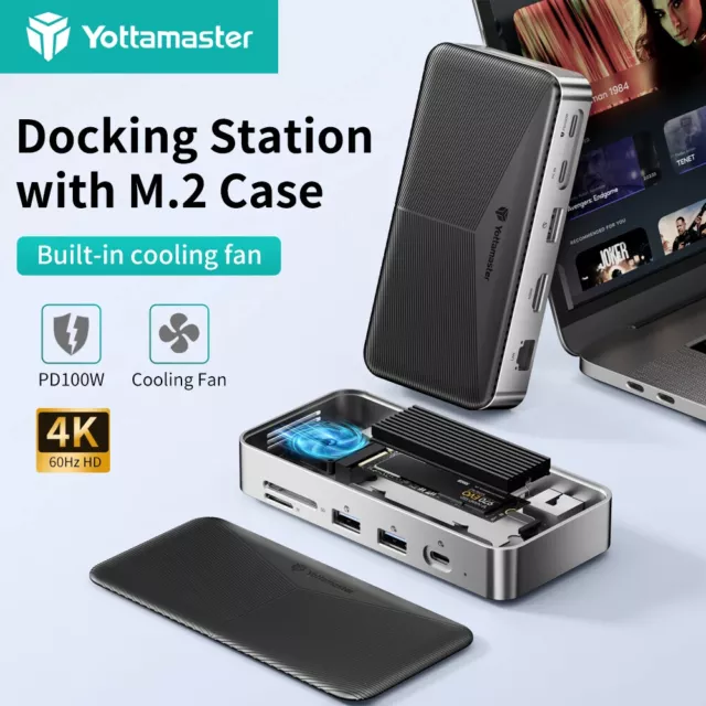 Yottamaster M.2 NVME SATA SSD-Gehäuse USB C Hub USB 3.2 10 IN 1 Dockingstation