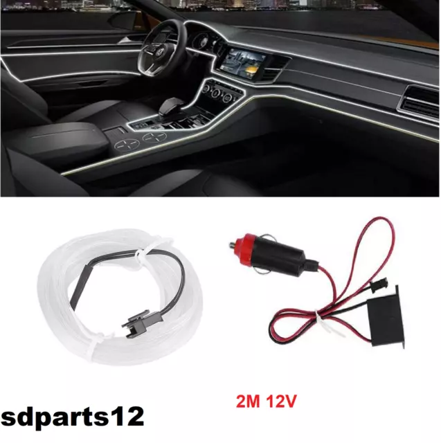 Streifen Leuchtend Weiß LED Innenraum Auto USB Elastisch Beleuchtung Deko 2M