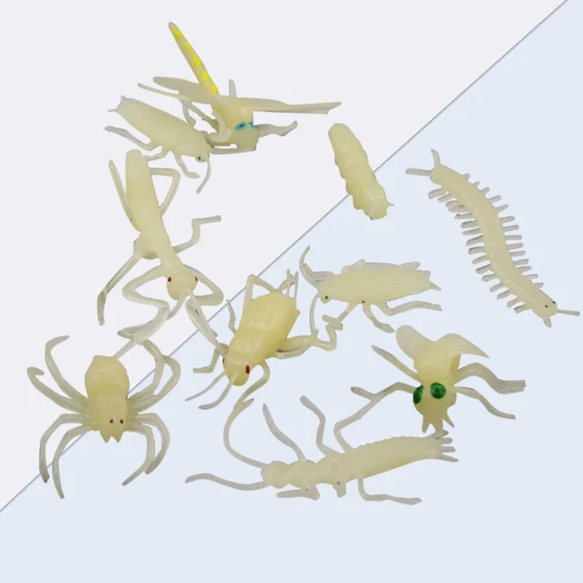 12 Pcs Lueur Dans Les Insectes Noirs Jouet Pour Enfants Lumineux Animal