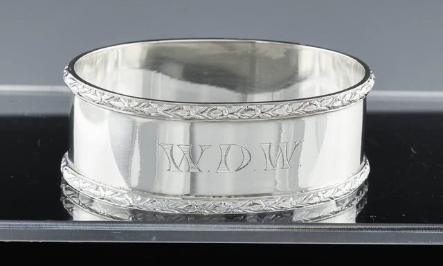 Fine Old Canadian Birks Heavy Sterling Silver Oval Dinner Napkin Ring W.D.W Mono
