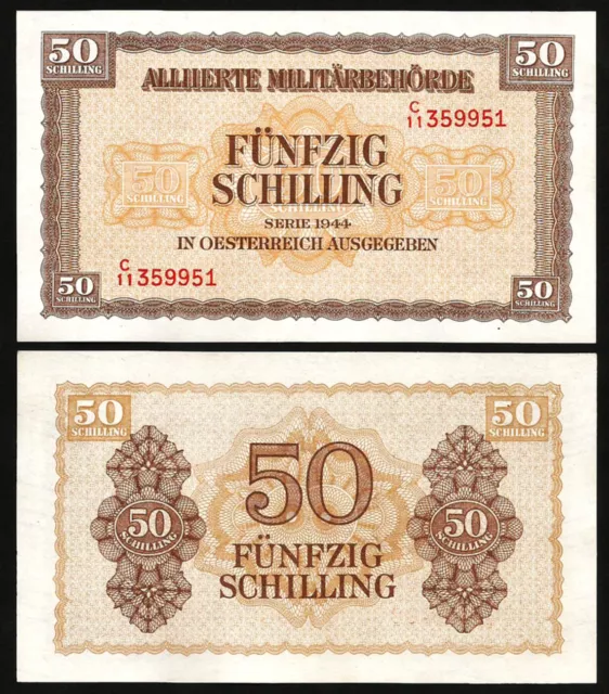 Austria 50 Schilling 1944 Unc P.109 Completely Watermark