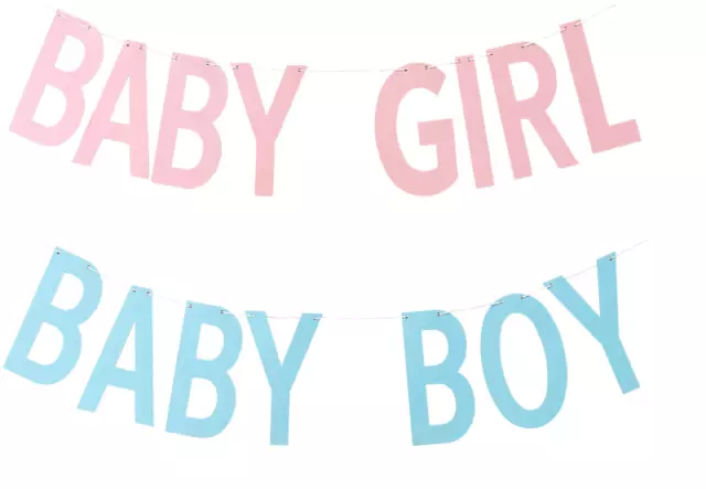 Baby Shower Hanging Party Banner Boy Girl Gender Reveal Decorations Banners