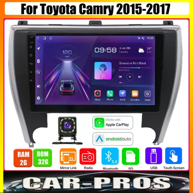 Apple Carplay Android 12 Car Stereo Radio GPS Navi For Toyota Camry 2015-2017