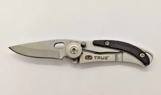 True Utility Skeleton Folding Pocket Knife Black Handle Frame Lock Plain  Edge