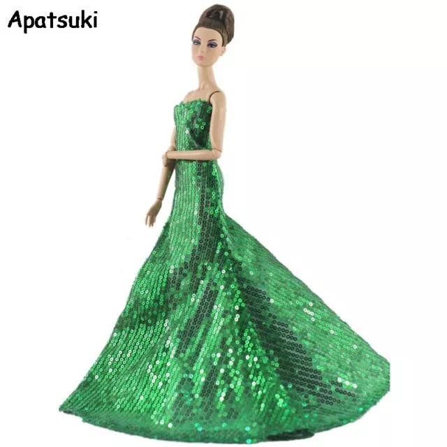 Green Sequin Fashion Clothes For 11.5" Doll Outfits Princess Gown Party Dress