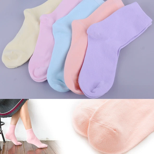5Pairs Women Lady Girl Solid Candy Cotton Socks Sports Casual Ankle Socks Spring