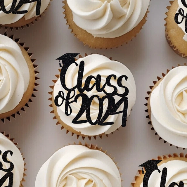 24 Stück Abschluss 2023 Cupcake-Topper – Goldene Abschlusshut-Deko Für Kuchen & Torten, Für Abschlussfeiern & Partys